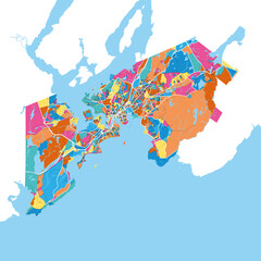 SaintJohn, Canada colorful high resolution art map