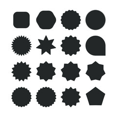 Set of vector starburst, sunburst icons. Set of price tags. Sale or discount sticker. promotional offer for purchases. Black icons on a white background. Simple vintage flat style labels, stickers.