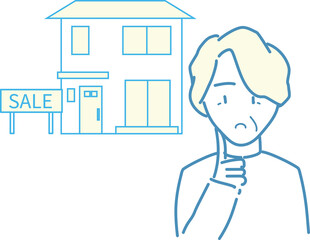 売り家について考える女性