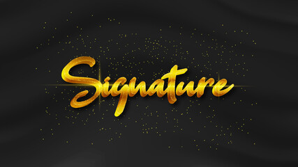 signature editable text effect with black wavy background. black silk luxury background.
