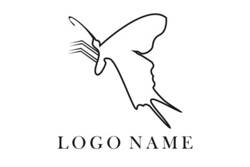 Beauty Flying Butterfly Logo with simple minimalist line art monoline style