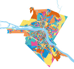 Fredericton, Canada colorful high resolution art map