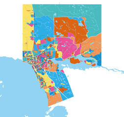 NorthBay, Canada colorful high resolution art map