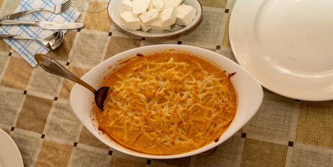 Balkan meal made of corn and cheese