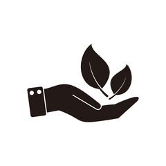 hand hold leaf icon vector illustration sign