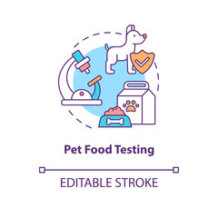 Pet food testing concept icon. Expertise in food market abstract idea thin line illustration. Nutritional analysis. Isolated outline drawing. Editable stroke. Arial, Myriad Pro-Bold fonts used
