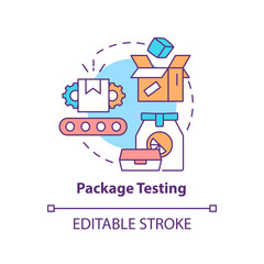 Obraz premium Package testing concept icon. Materials processing and evaluating abstract idea thin line illustration. Performance test. Isolated outline drawing. Editable stroke. Arial, Myriad Pro-Bold fonts used
