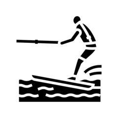 water skiing glyph icon vector. water skiing sign. isolated contour symbol black illustration