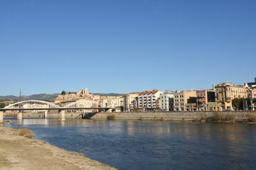 view of Tortosa, river Ebro, Terragona province, Catalonia, Spain