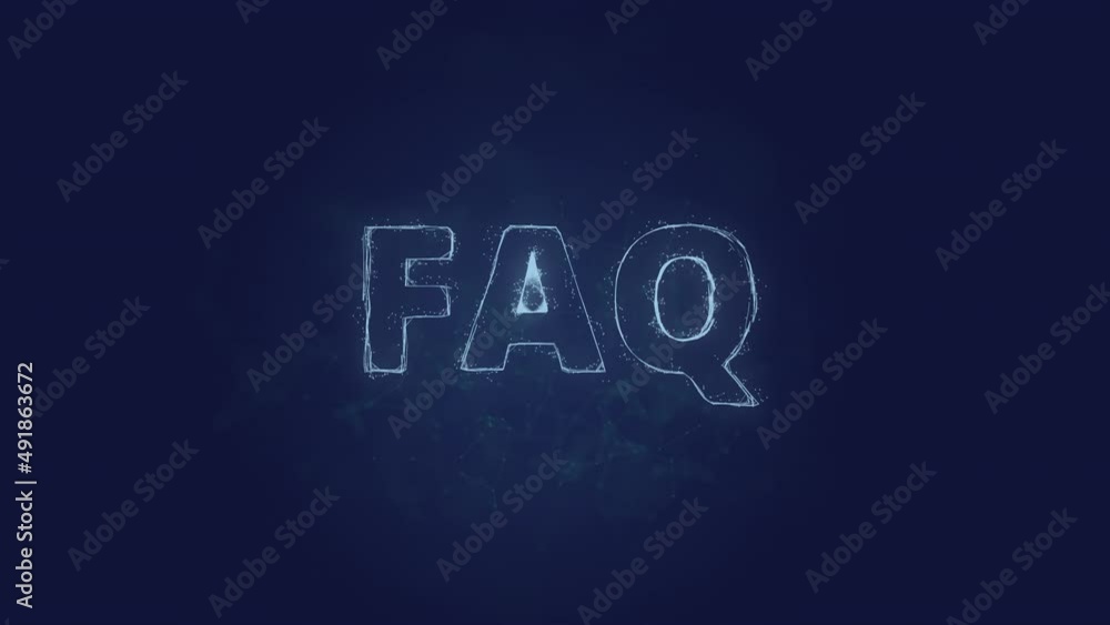 Aufkleber FAQ text. Plexus with text FAQ. Plexus. 4K video