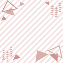 幾何学模様とストライプの正方形フレーム／三角・赤茶色