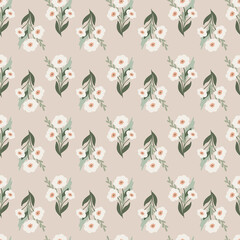 Floral spring vector seamless pattern, digital repeating background for fabric, textile, wallpaper, scrapbook paper, stationery, surface design