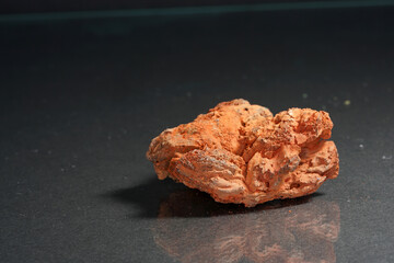 Frozen lava in the studio in front of black background photographed in Marco mode 