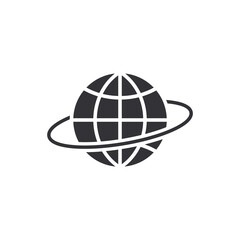 Globe Icon. World symbol. Round globe. Icon world. Globe symbol. Earth sign. Planet Earth. Global network. Navigation map. World map. Logo template. Planet vector. Solar system. Earth with ring. Globe