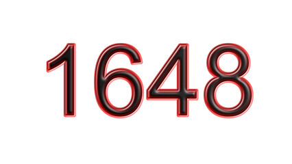 red 1648 number 3d effect white background