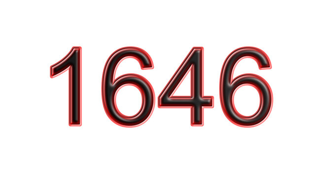 red 1646 number 3d effect white background