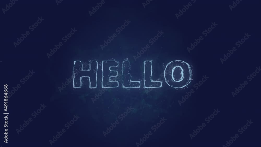 Poster Hello text. Plexus with text hello. Plexus. 4K video