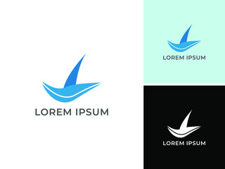 ILLUSTRATION ABSTRACT SIMPLE SHIP, SAILING BOAT LOGO DESIGN VECTOR