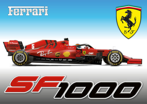 MARANELLO, MODENA, ITALY, YEAR 2020 - Ferrari Formula 1 SF1000, World Formula One World Championship 2020, number 5, Sebastian Vettel