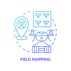 Field mapping blue gradient concept icon. Agricultural industry innovation. Farming trends abstract idea thin line illustration. Isolated outline drawing. Myriad Pro-Bold font used