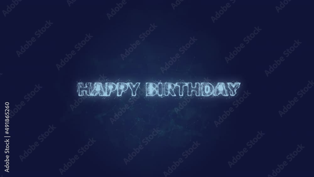 Aufkleber happy birthday text. plexus with text happy birthday. plexus. 4k video