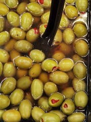 olives olive in salty water prepared for food greek style