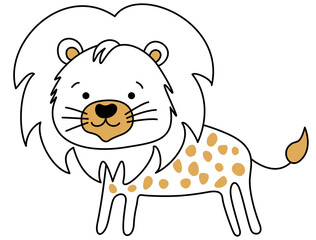 Cute lion drawing isolated on white