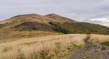 Fototapeta premium The Bieszczady peaks and valleys in autumn.