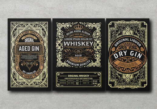 Set of 3 Vintage Labels for Packaging