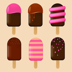 Set of different ice cream. Popsicle collection