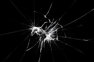 Cracks on the smartphone screen, break the glass on the phone. Effect for design on a black...