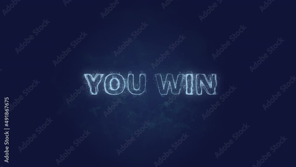 Poster You win text. Plexus with text you win. Plexus. 4K video