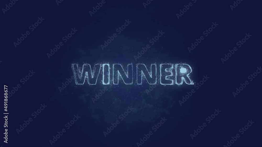 Poster Winner text. Plexus with text winner. Plexus. 4K video