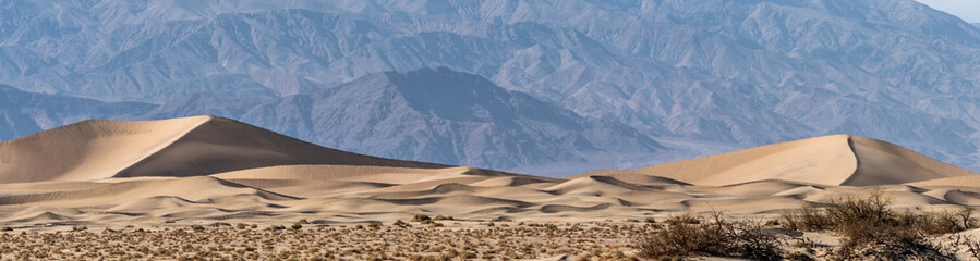 Fototapeta na wymiar Panoramic sand dunes in the arid Southern California desert