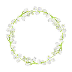 Watercolor wreath with lilies of the valley 