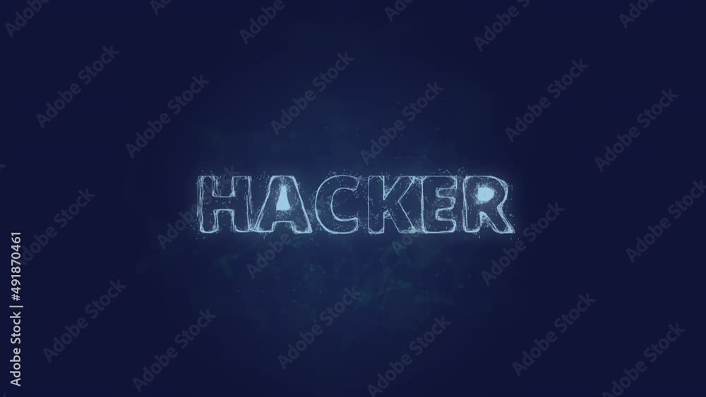 Poster Hacker text. Plexus with text hacker. Plexus. 4K video