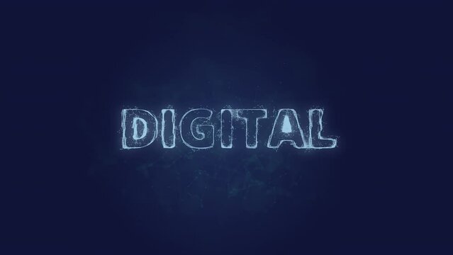 Digital text. Plexus with text digital. Plexus. 4K video