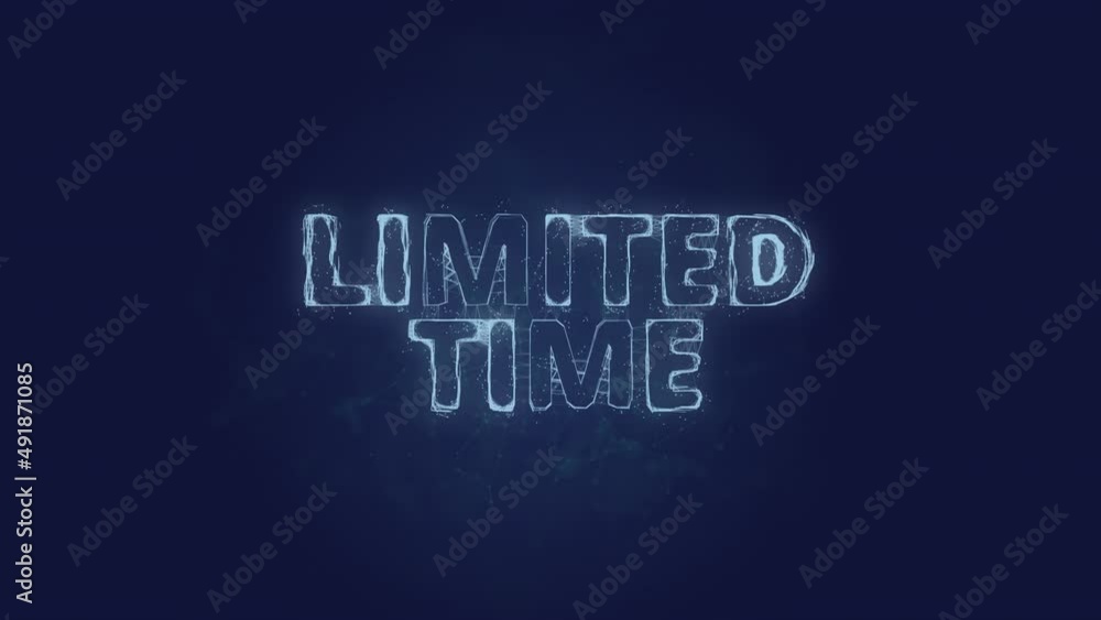 Poster Limited Time text. Plexus with text Limited Time. Plexus. 4K video