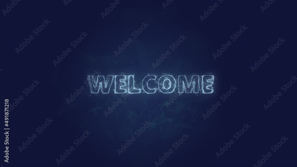 Poster Welcome text. Plexus with text welcome. Plexus. 4K video