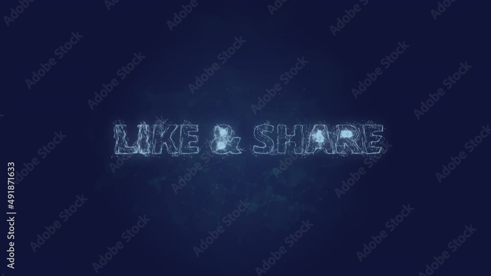 Poster Like and Share text. Plexus with text Lol. Plexus. 4K video