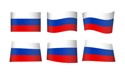 Russian Flag Russia National Symbol Banner Icon Vector Set Stickers Moscow 12th June Wave Flags Europe European Country State Day Emblem Wave Wavy Realistic Flag Independence Culture Sovjet Soviet
