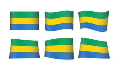 Gabonese Republic Flag Gabon National Symbol Banner Icon Vector Set Stickers Africa Libreville Wave Flags Country State Day Emblem Wave Realistic Flag Independence Culture French Gabonian