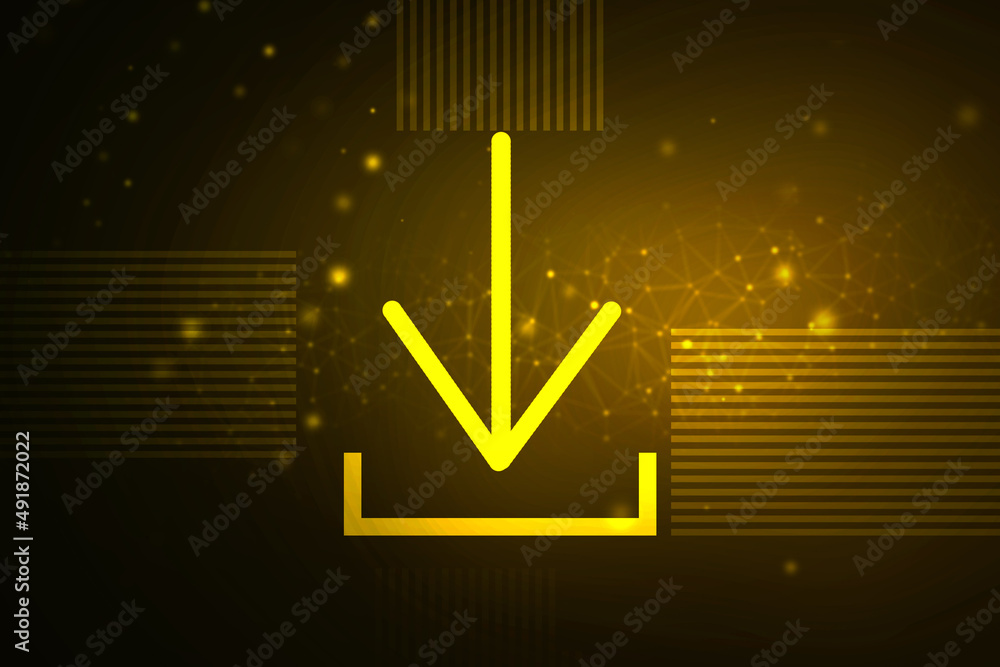 Poster 2d rendering downloading arrow icon