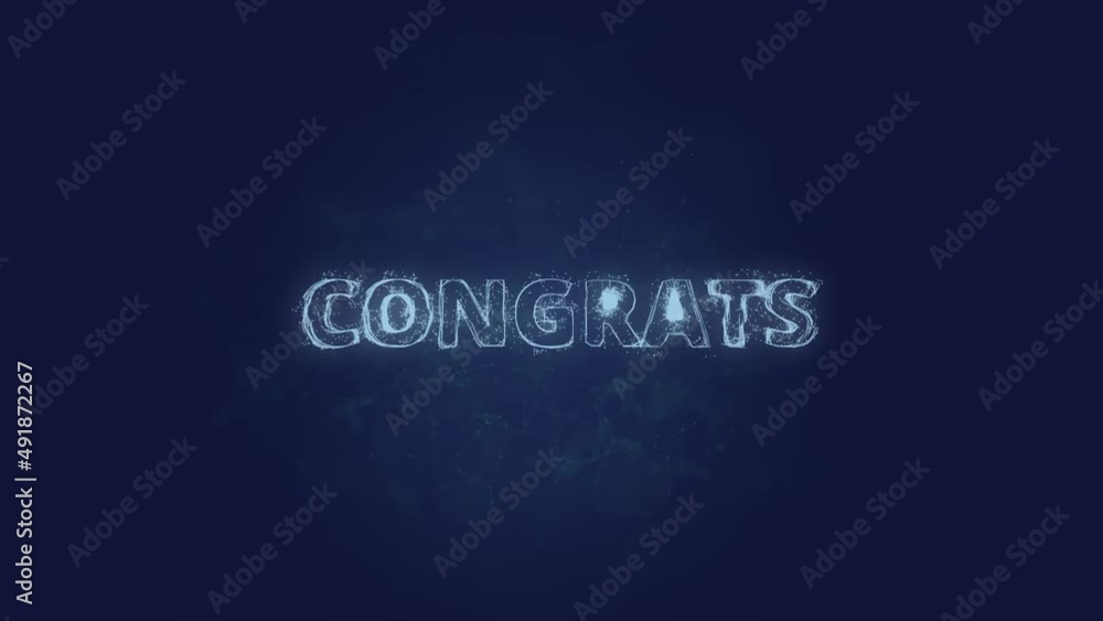 Fototapete congrats text. plexus with text congrats. plexus. 4k video