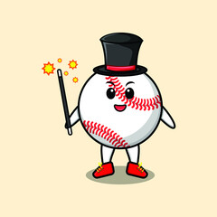 A gorgeous smart cute cartoon magician baseball ball style design 