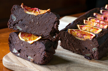 Healthy chocolate and blood orange brownie