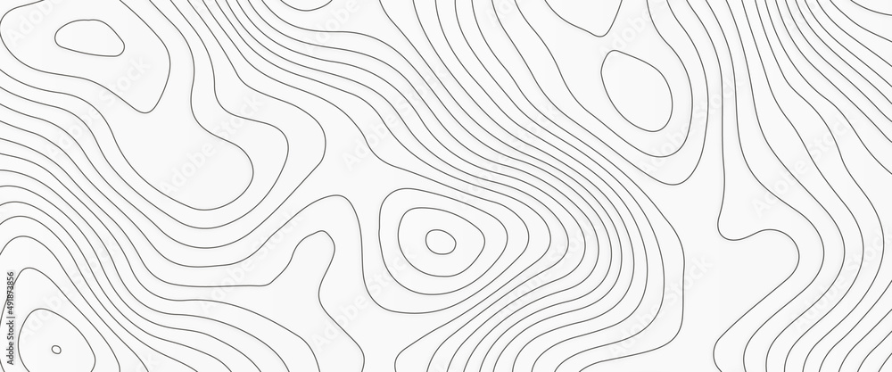Aufkleber white wave paper curved reliefs abstract background, abstract topographic contours map on concept of