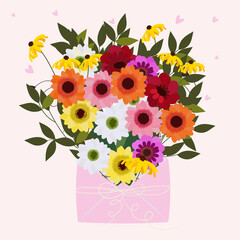 abstract flowers in an envelope. Big bouquet