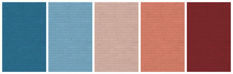 Abstract plain background set with colored wide bricks - five 10:16 images ( Size each: 2000 x 3200 ) - e.g. for book and ebook cover design or advertising