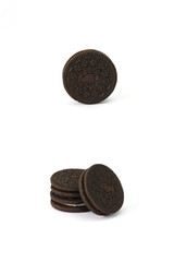 Chocolate cookie on white background